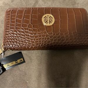 Sasha Brown Croc Embossed Wallet